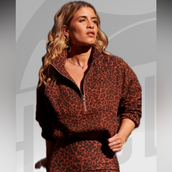 Spiritual Gangster Animal Shay Leopard Print Half Zip Sweatshirt Size XL - Picture 13 of 14